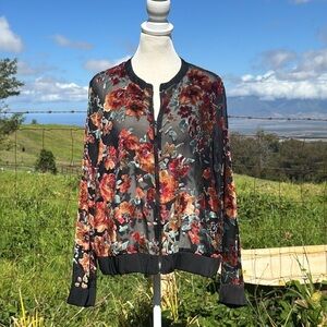 Vintage Y2K Viva Couture Black Floral Burnout Velvet Jacket M